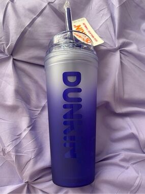 Dunkin: Purple Ombre 24 oz Travel Double Wall Acrylic Tumbler with Straw